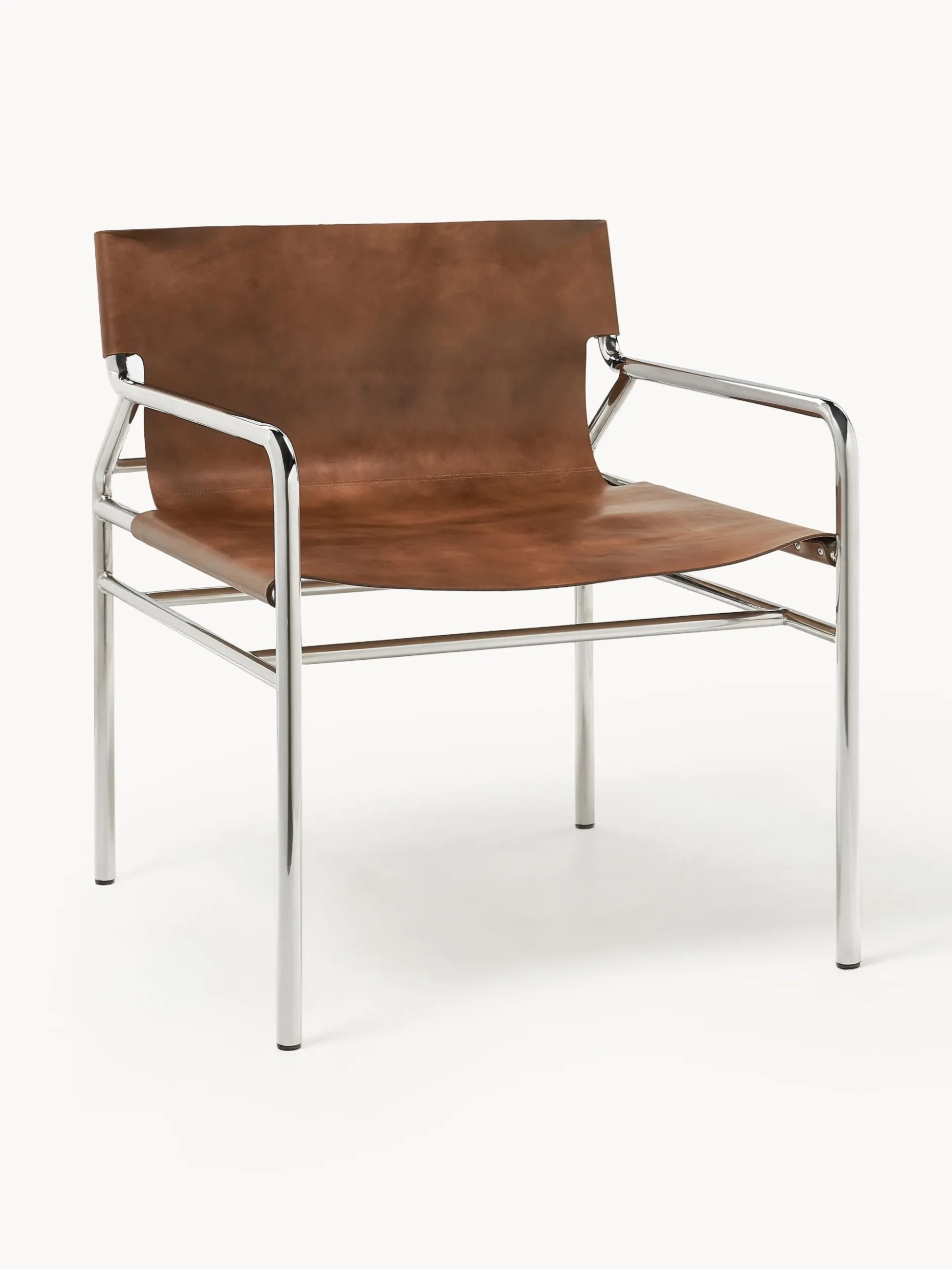 Sedia con braccioli in pelle Dion