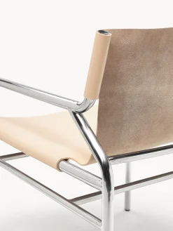 Sedia con braccioli in pelle Dion