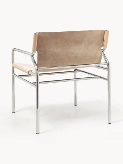 Sedia con braccioli in pelle Dion