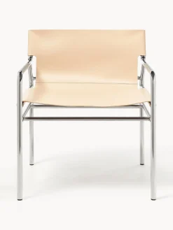Sedia con braccioli in pelle Dion