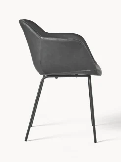 Sedia con braccioli in similpelle con seduta stretta Fiji