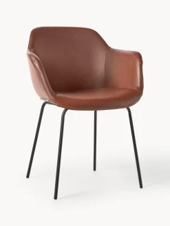 Sedia con braccioli in similpelle con seduta stretta Fiji