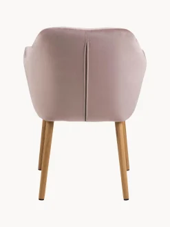 Sedia con braccioli in velluto e gambe in legno Emilia