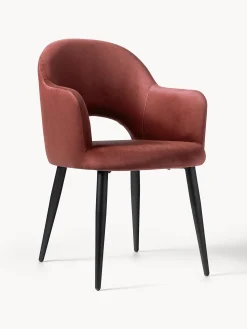 Sedia con braccioli in velluto Rachel