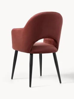 Sedia con braccioli in velluto Rachel