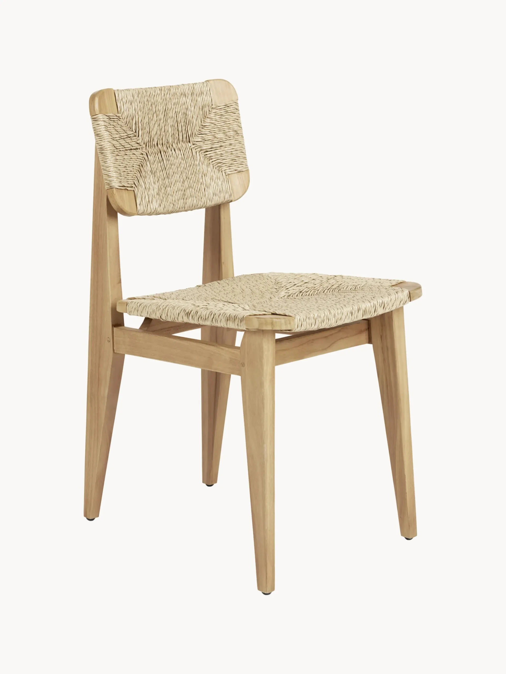 Sedia da giardino in legno di teak con seduta e schienale intrecciati C-Chair