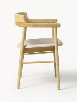 Sedia da pranzo in legno di quercia con braccioli Bohr