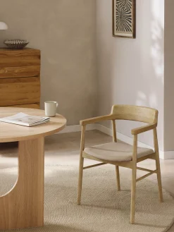 Sedia da pranzo in legno di quercia con braccioli Bohr