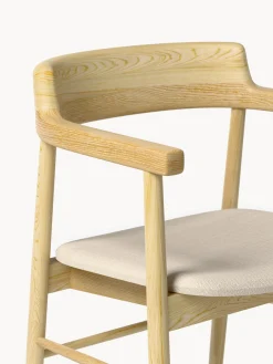 Sedia da pranzo in legno di quercia con braccioli Bohr
