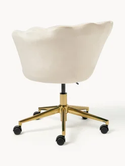 Sedia da scrivania in velluto con braccioli Oyster, regolabile in altezza