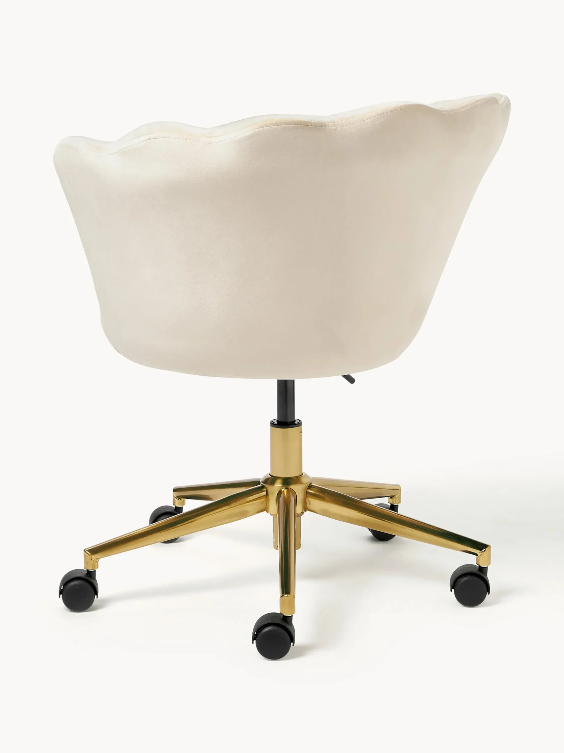 Sedia da scrivania in velluto con braccioli Oyster, regolabile in altezza
