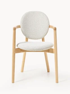 Sedia in legno con rivestimento bouclé Maia