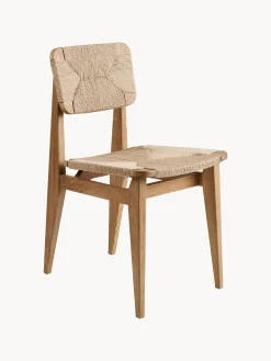 Sedia in legno in legno di quercia con seduta intrecciata C-Chair