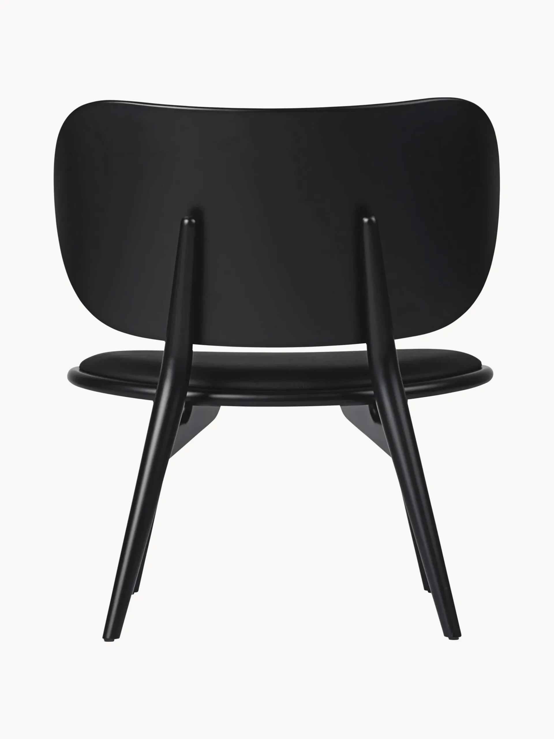 Sedia lounge in pelle con gambe in legno Rocker, fatta a mano