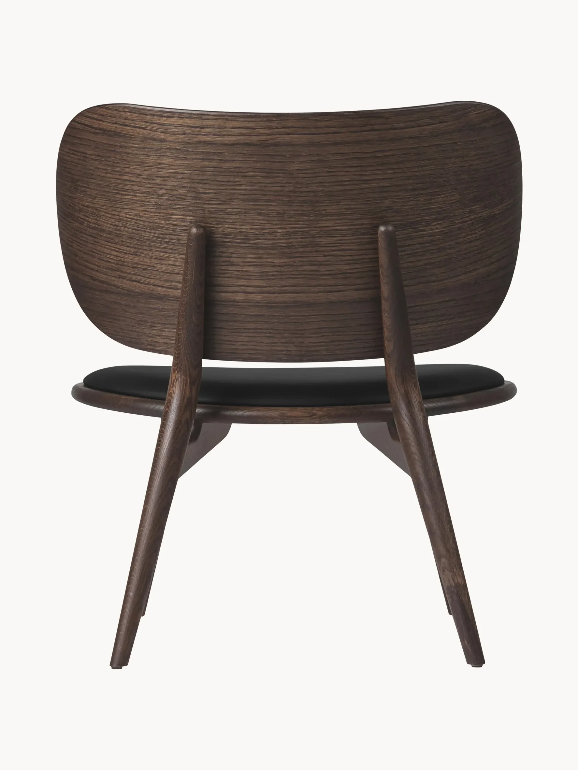 Sedia lounge in pelle con gambe in legno Rocker, fatta a mano