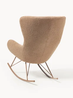 Sedia a dondolo in teddy con gambe in metallo Wing
