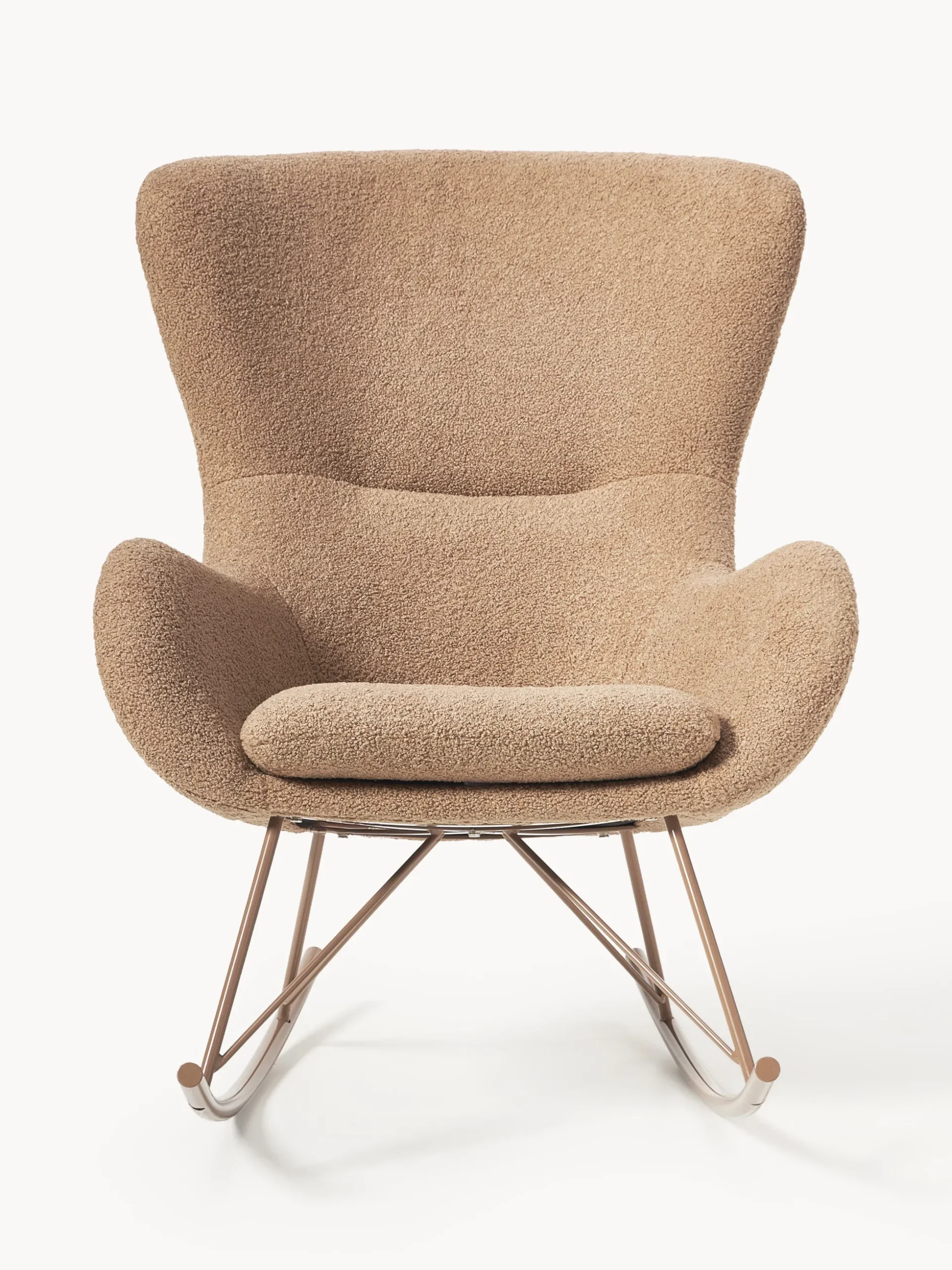 Sedia a dondolo in teddy con gambe in metallo Wing