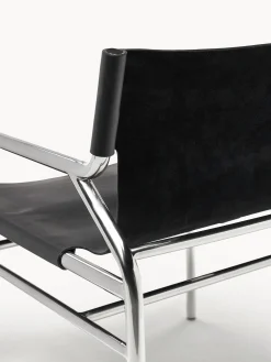 Sedia con braccioli in pelle Dion