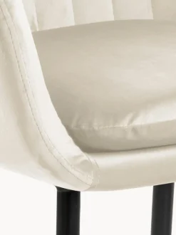 Sedia con braccioli in velluto e gambe in metallo Emilia