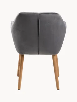 Sedia con braccioli in velluto e gambe in legno Emilia