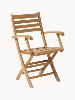 Sedia da giardino pieghevole in legno di teak con braccioli York