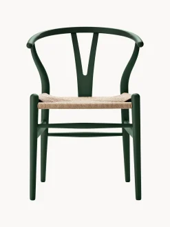 Sedia in legno con seduta intrecciata Wishbone CH24