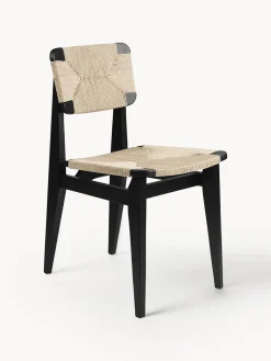 Sedia in legno in legno di quercia con seduta intrecciata C-Chair