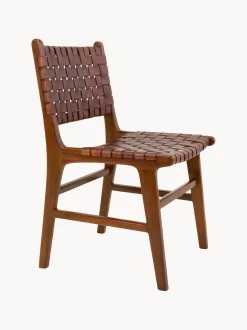 Sedie in legno di teak/pelle Perugia 2 pz