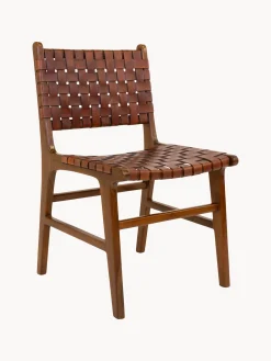 Sedie in legno di teak/pelle Perugia 2 pz