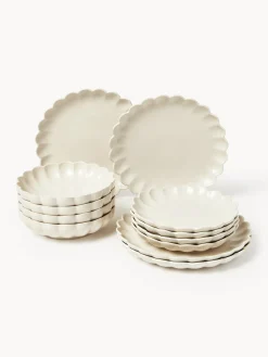 Servizio di piatti a forma di fiore Sabina, 4 persone, set da 12