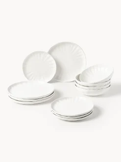 Servizio di piatti in porcellana con rilievo Sali, 4 persone (12 pz)