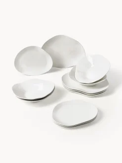 Servizio di piatti in porcellana dalla forma organica Joana, 4 persone (12 pz)