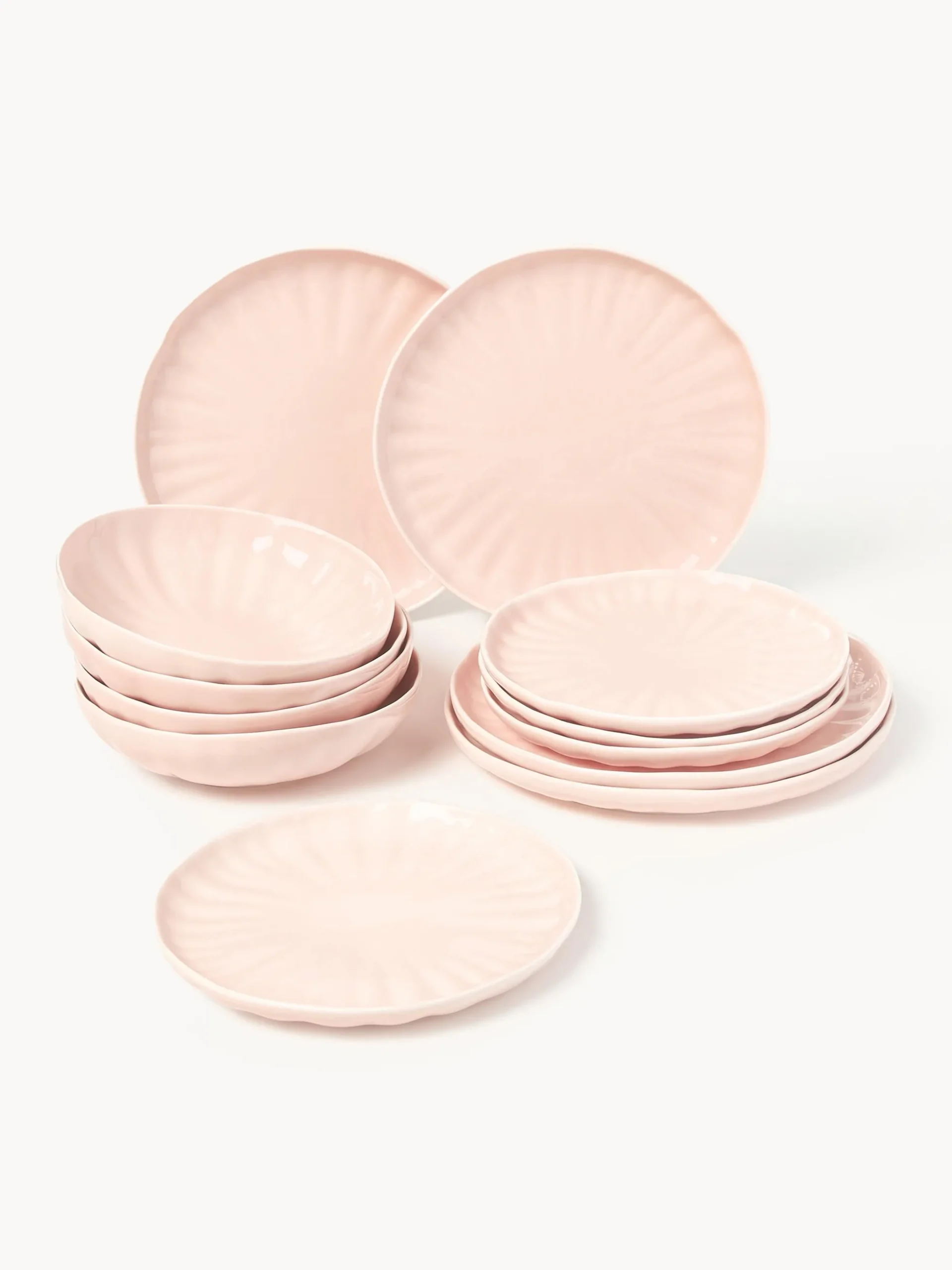 Servizio di piatti in porcellana con rilievo Sali, 4 persone (12 pz)