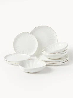 Servizio di piatti in porcellana con rilievo Sali, 4 persone (12 pz)