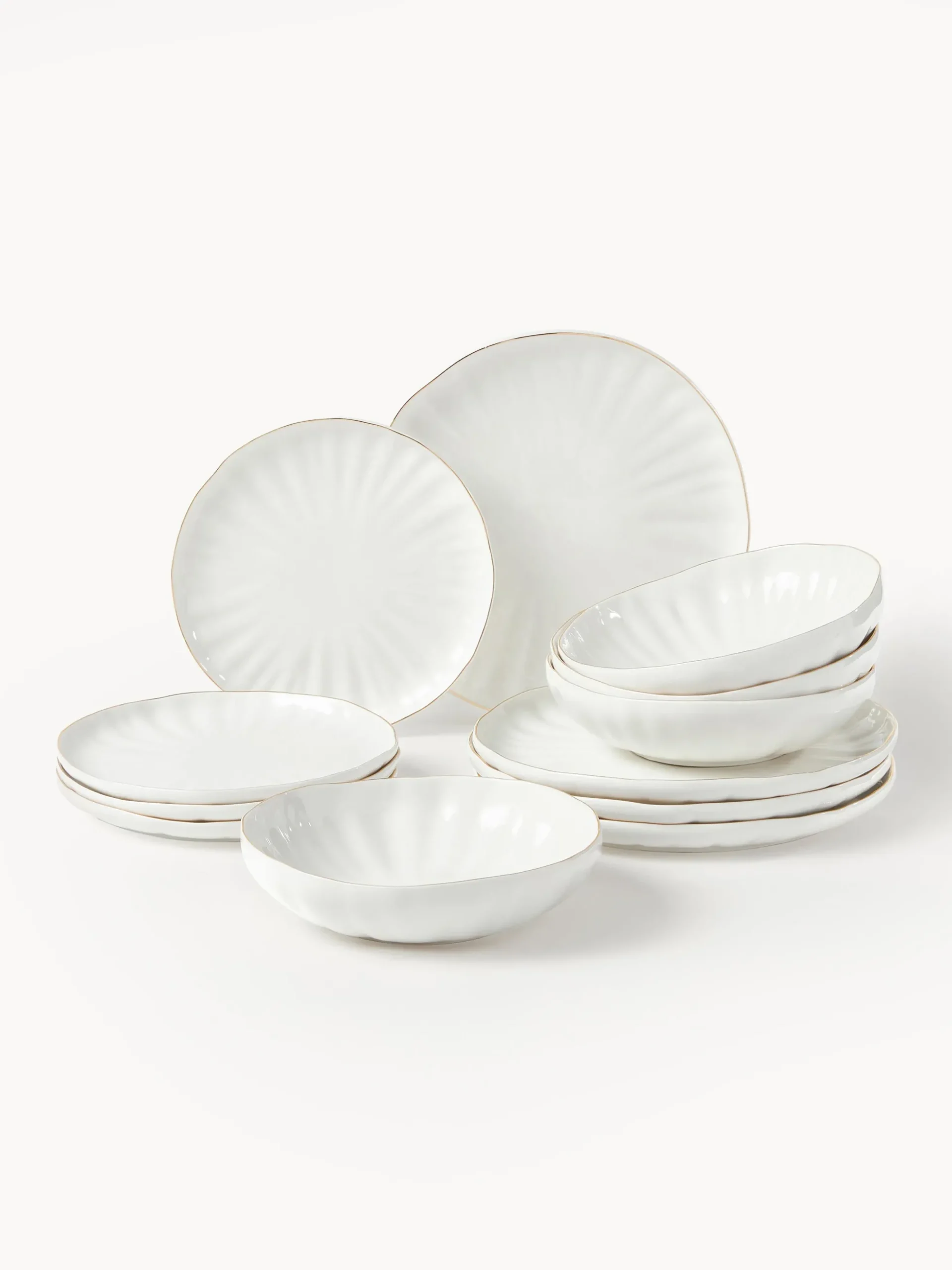 Servizio di piatti in porcellana con rilievo Sali, 4 persone (12 pz)
