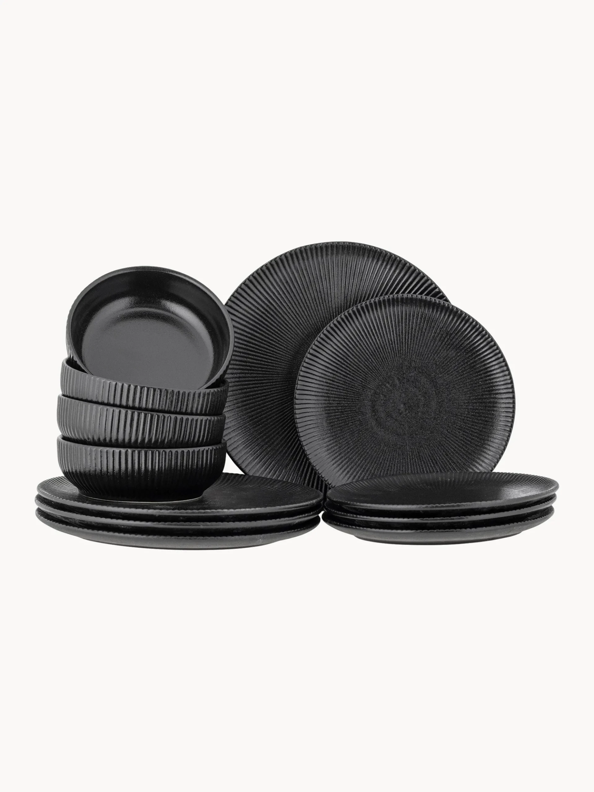 Servizio di piatti Neri, 4 persone, 12 pz