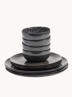 Servizio di stoviglie in porcellana con smalto reattivo Zuma, 4 persone (12 pz)