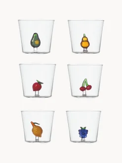 Set 6 bicchieri acqua in vetro borosilicato fatti a mano Fruits & Flowers