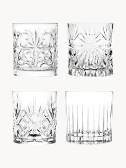 Set 4 bicchieri da whisky in cristallo con motivo in rilievo Bichiera