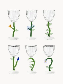 Set 6 bicchieri vino in vetroborosilicato fatti a mano Botanica