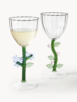 Set 6 bicchieri vino in vetroborosilicato fatti a mano Botanica