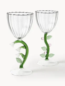 Set 6 bicchieri vino in vetroborosilicato fatti a mano Botanica