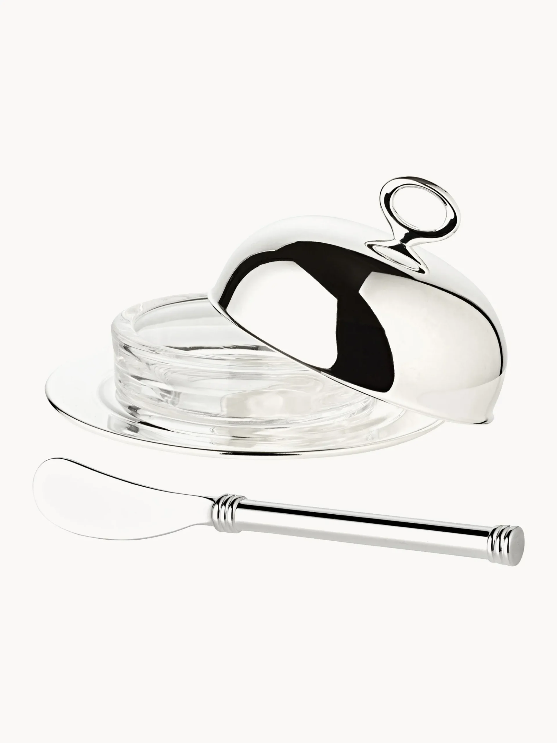 Set burriera argentata con coltello Jago 4 pz