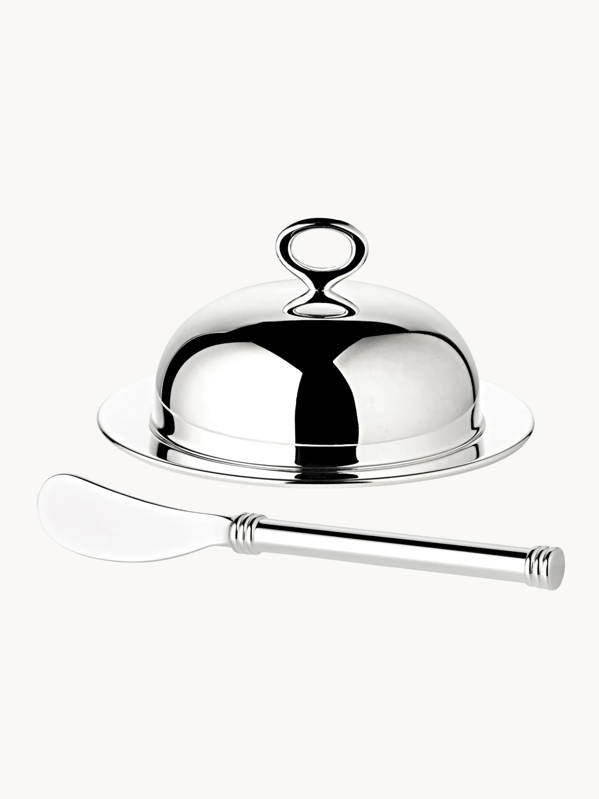 Set burriera argentata con coltello Jago 4 pz