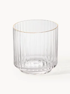Set caraffa e bicchiere in vetro soffiato con bordo dorato Aleo 2 pz