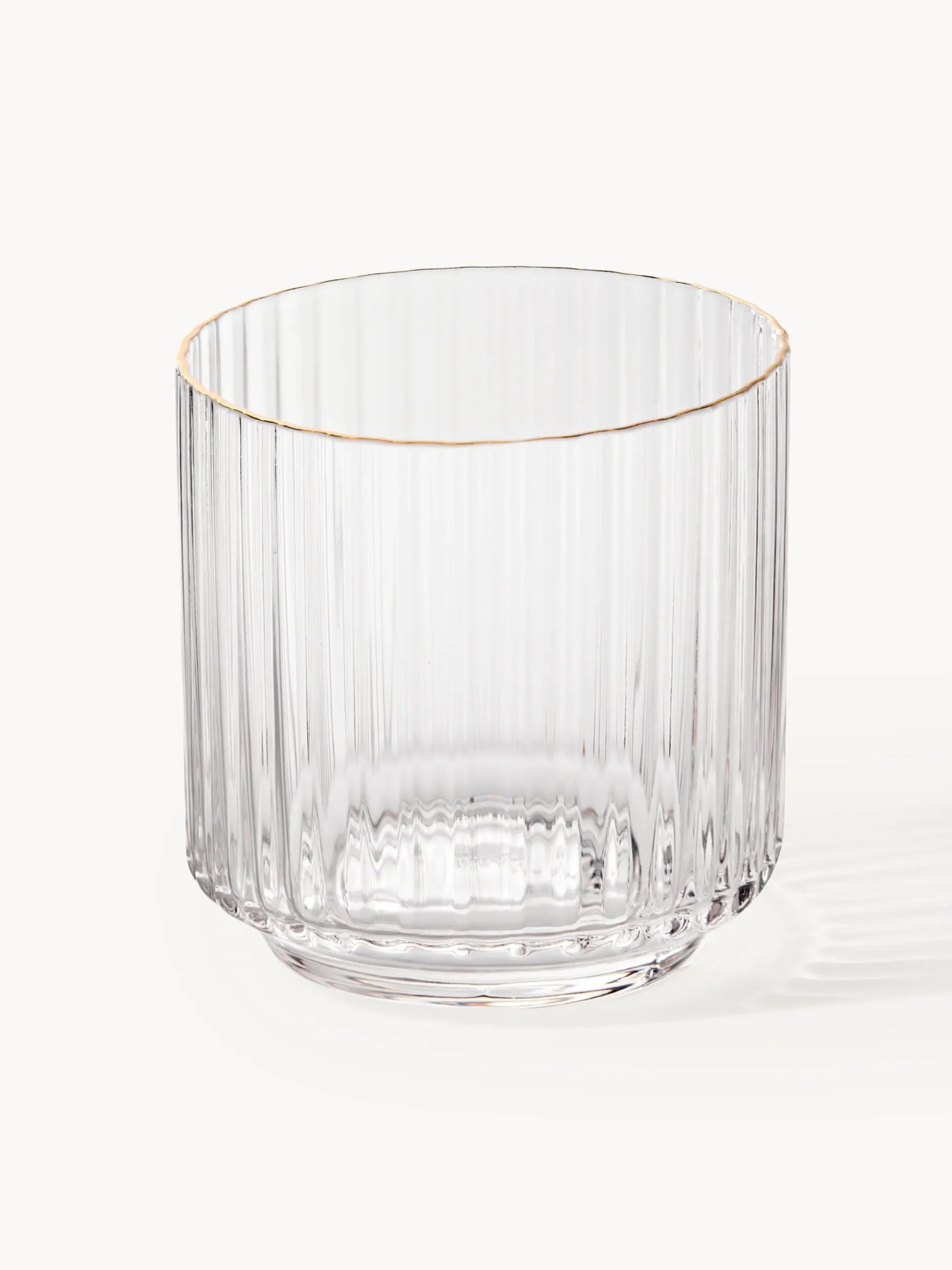 Set caraffa e bicchiere in vetro soffiato con bordo dorato Aleo 2 pz