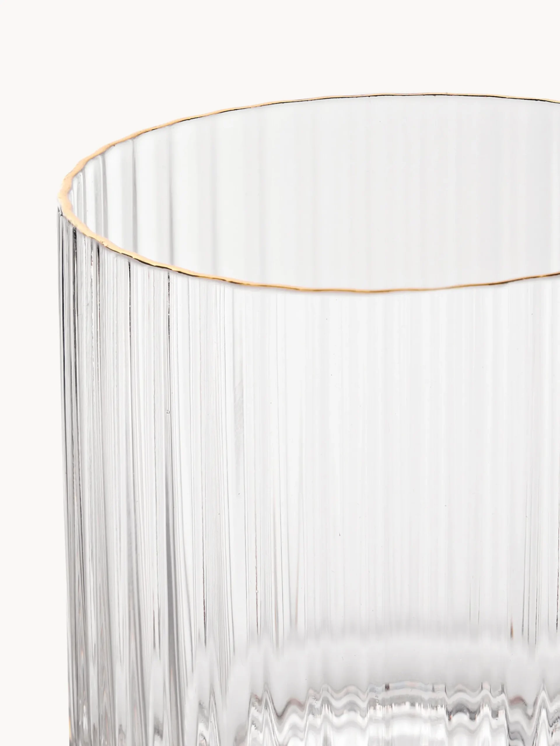 Set caraffa e bicchiere in vetro soffiato con bordo dorato Aleo 2 pz