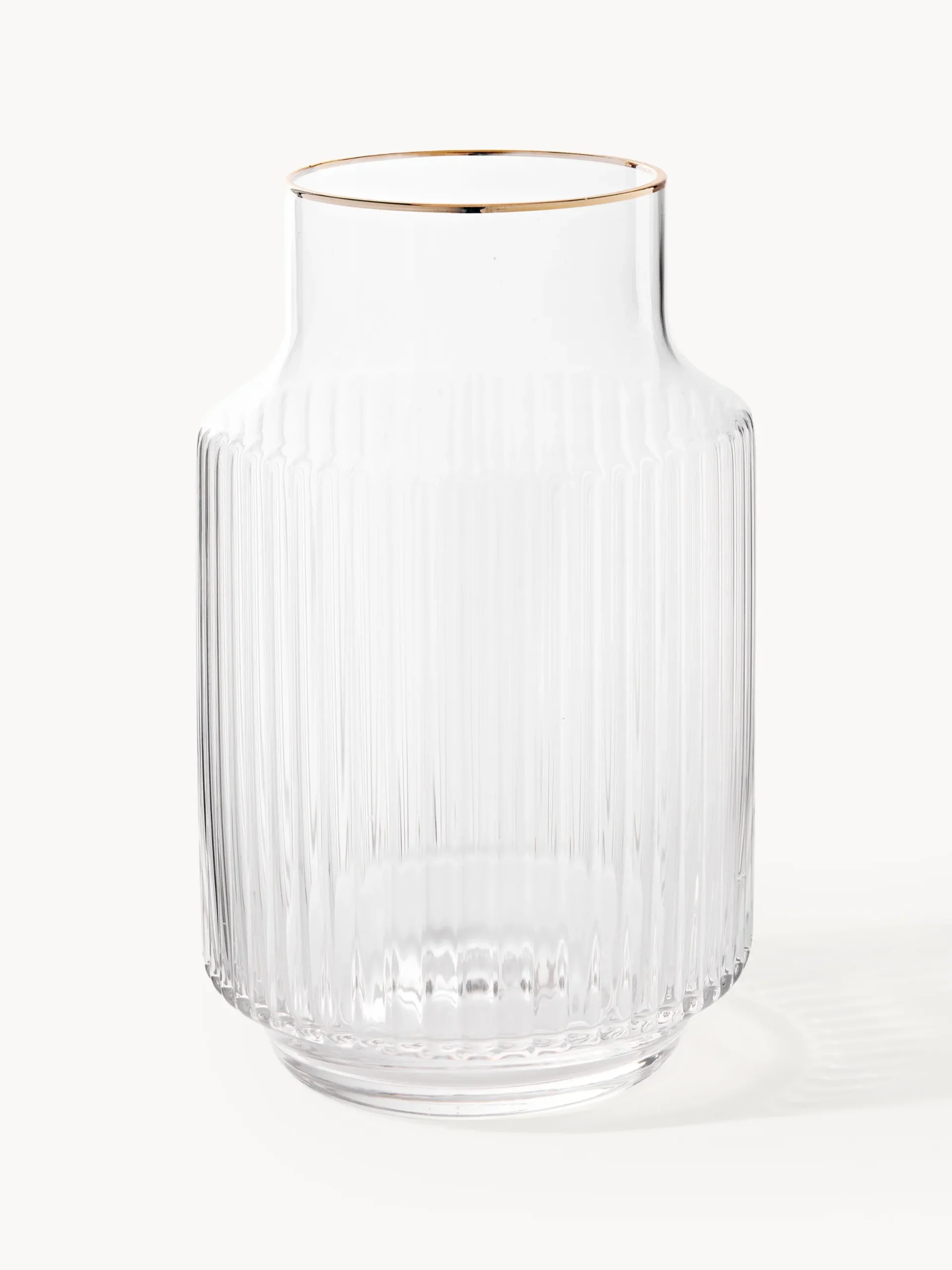 Set caraffa e bicchiere in vetro soffiato con bordo dorato Aleo 2 pz
