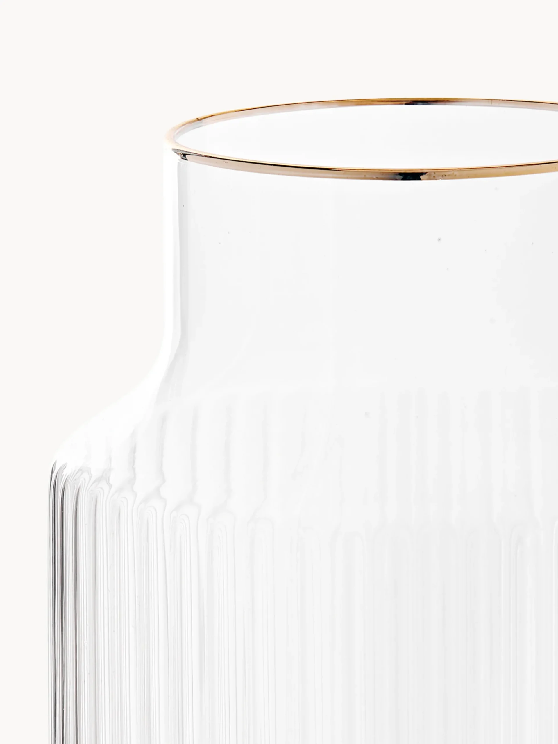 Set caraffa e bicchiere in vetro soffiato con bordo dorato Aleo 2 pz
