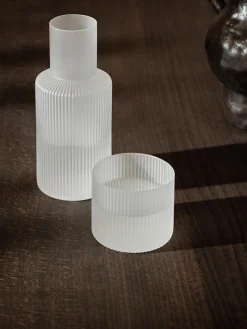 Set caraffa piccola e bicchiere in vetro soffiato Ripple, set da 2